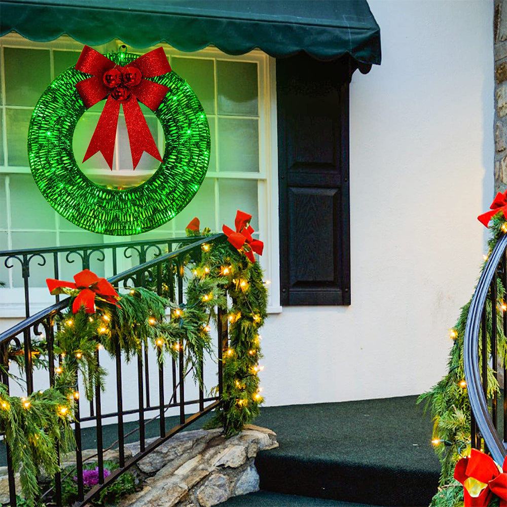 Light-Up Christmas Wreath – 50cm with LED Lights and Big Bow