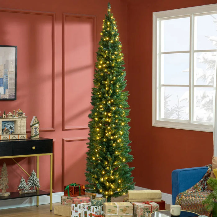 Snugleigh Green Pencil Christmas Tree with 300 Warm LEDs, 8ft