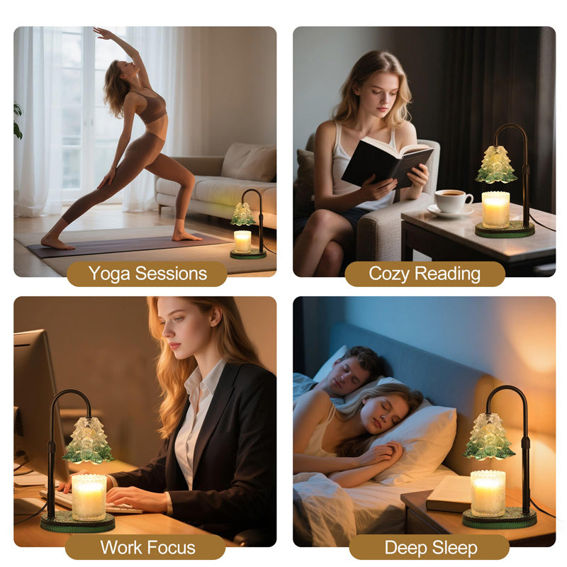 Green Candle Warmer Lamp With Timer And Dimmer, Flame-Free