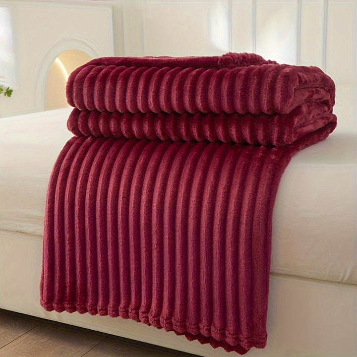 Soft Plush Blanket with Rib Pattern