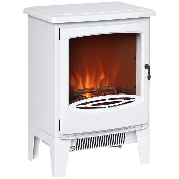 Snugleigh White Electric Stove 1800W with LED Flames and Glass Door