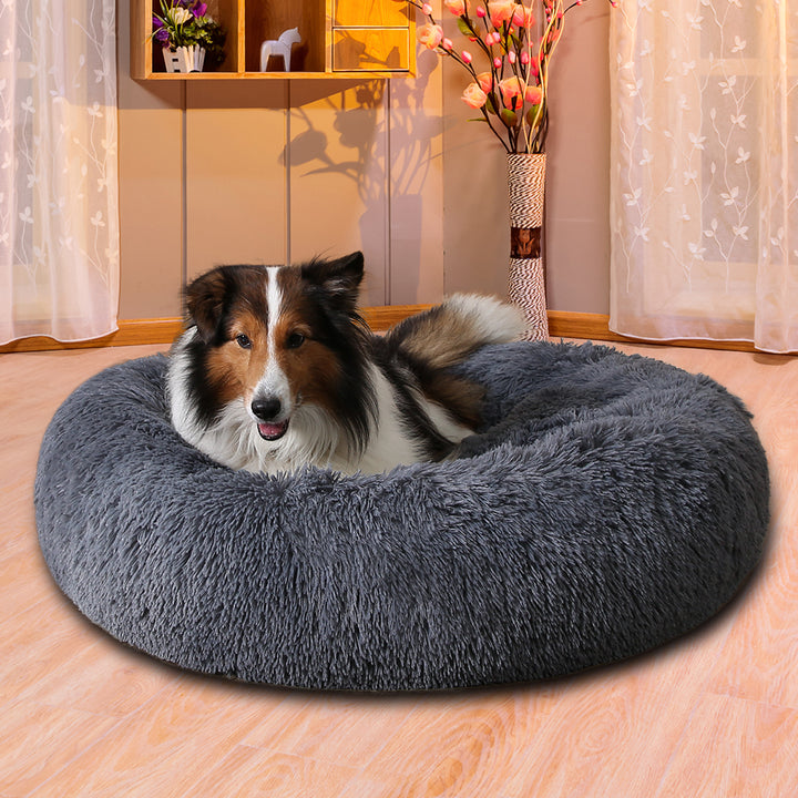Fluffy round donut pet bed