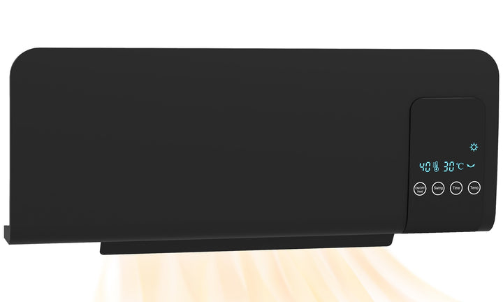black wall-mounted oscillating ceramic heater