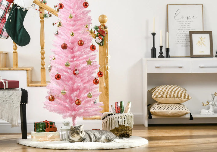 Pink slim pencil Christmas tree, unlit