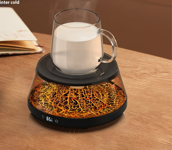 Black volcano mug warmer with glowing base