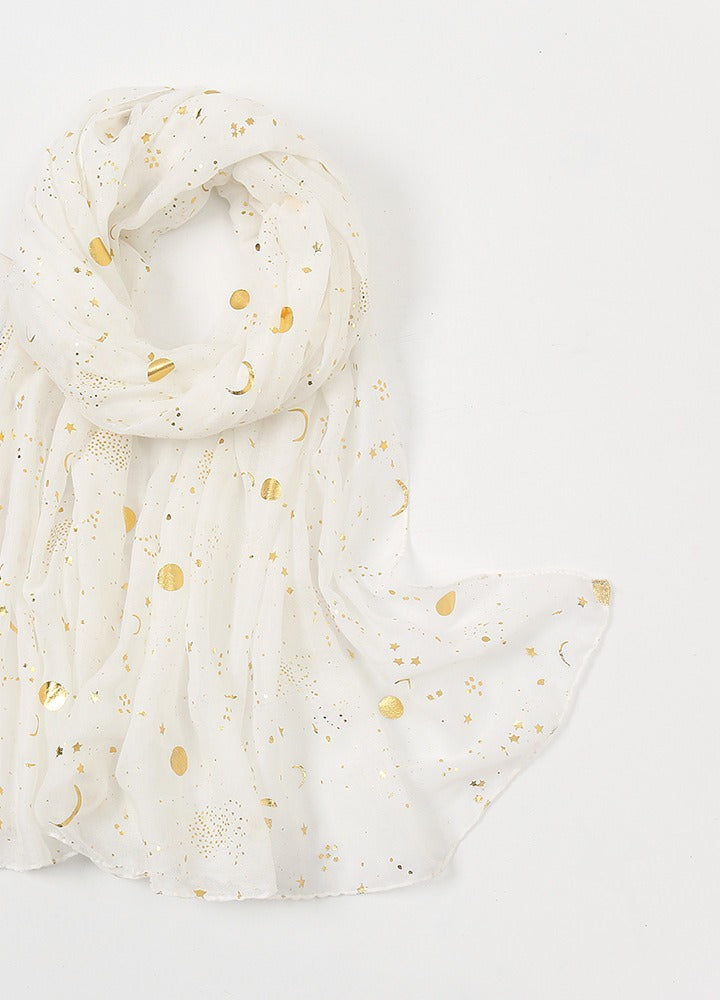 Navy scarf with gold stars and moons
