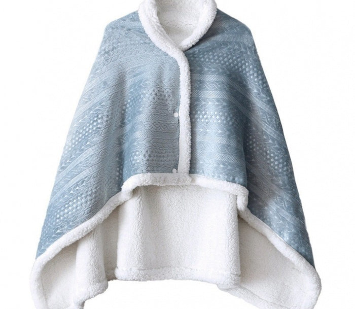 Snugleigh Double-Layer Fleece Wearable Shawl Blanket with Buttons