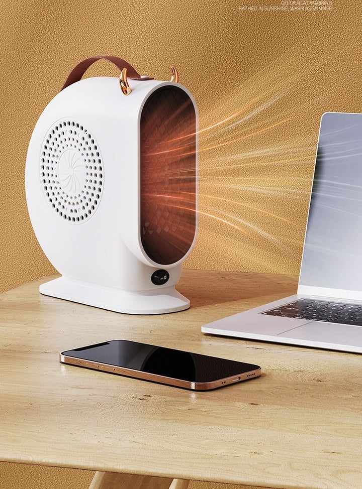 Olive green small fan heater with handle
