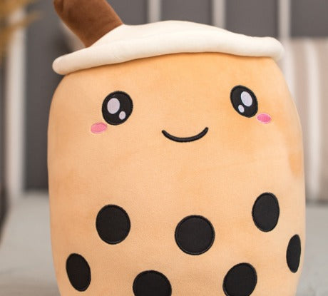 Smiling bubble tea cup plush toy