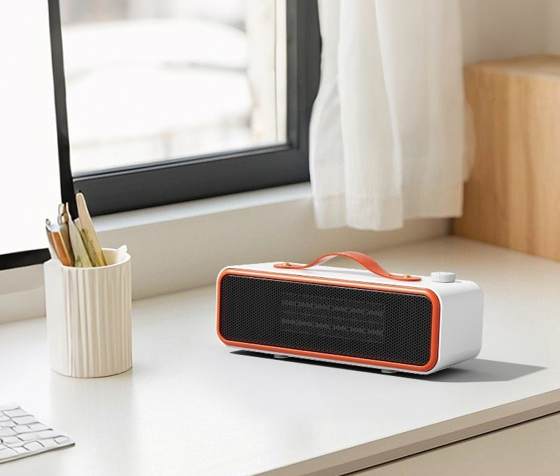 White and orange slim ceramic desk heater