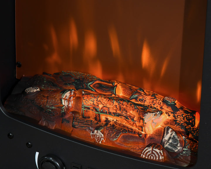black electric stove fire with tempered glass front