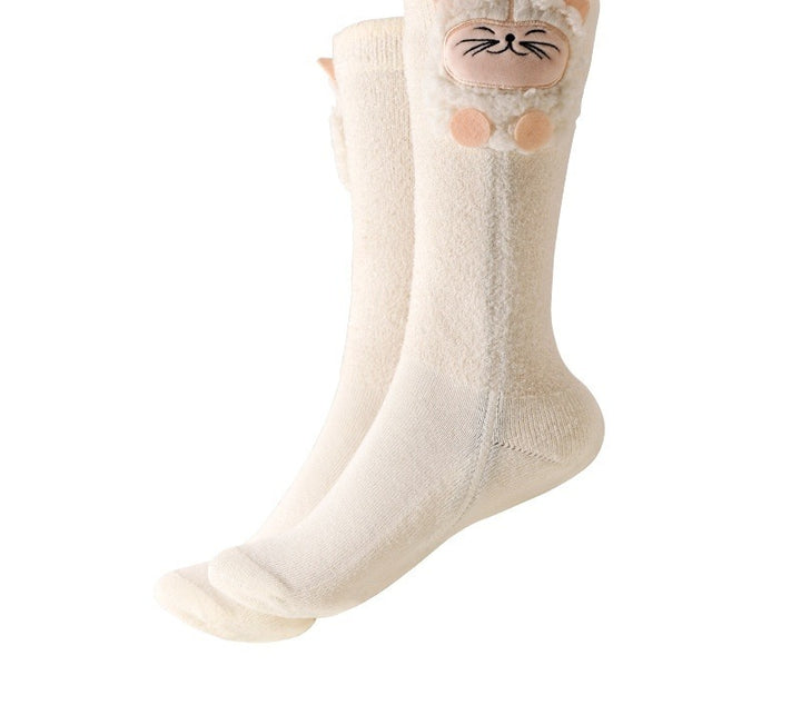 Heated socks with 3D pink rabbit