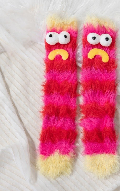 Snugleigh Fluffy Monster Socks with Funny Faces