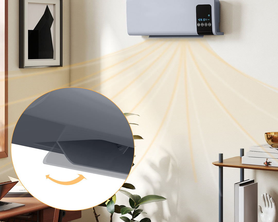 grey wall-mounted oscillating ceramic heater