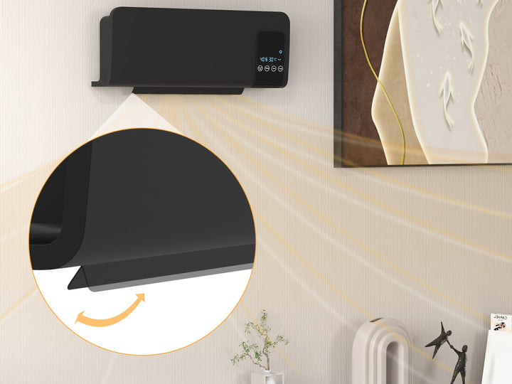 black wall-mounted oscillating ceramic heater