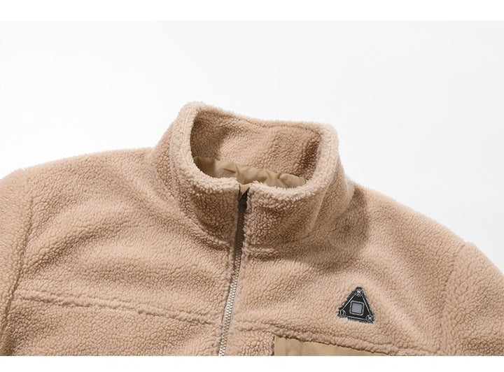 Man wearing black heated sherpa fleece jacket