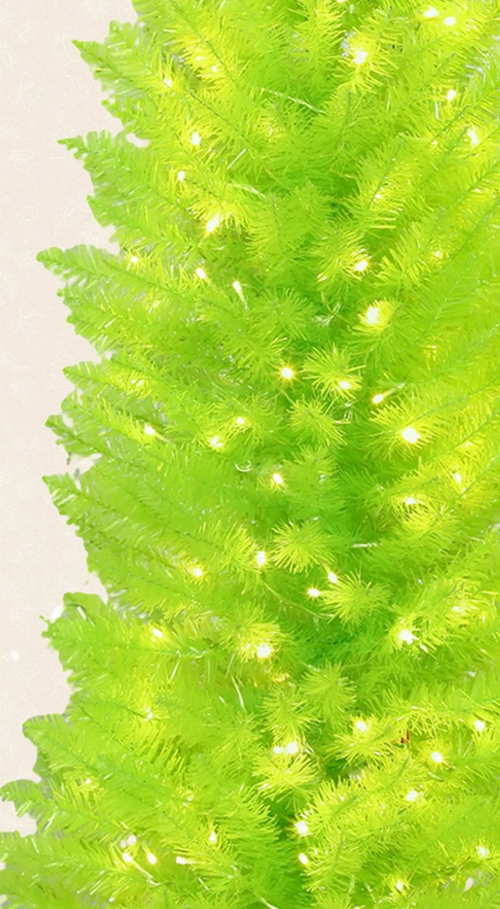 Lime green Christmas tree with bent top