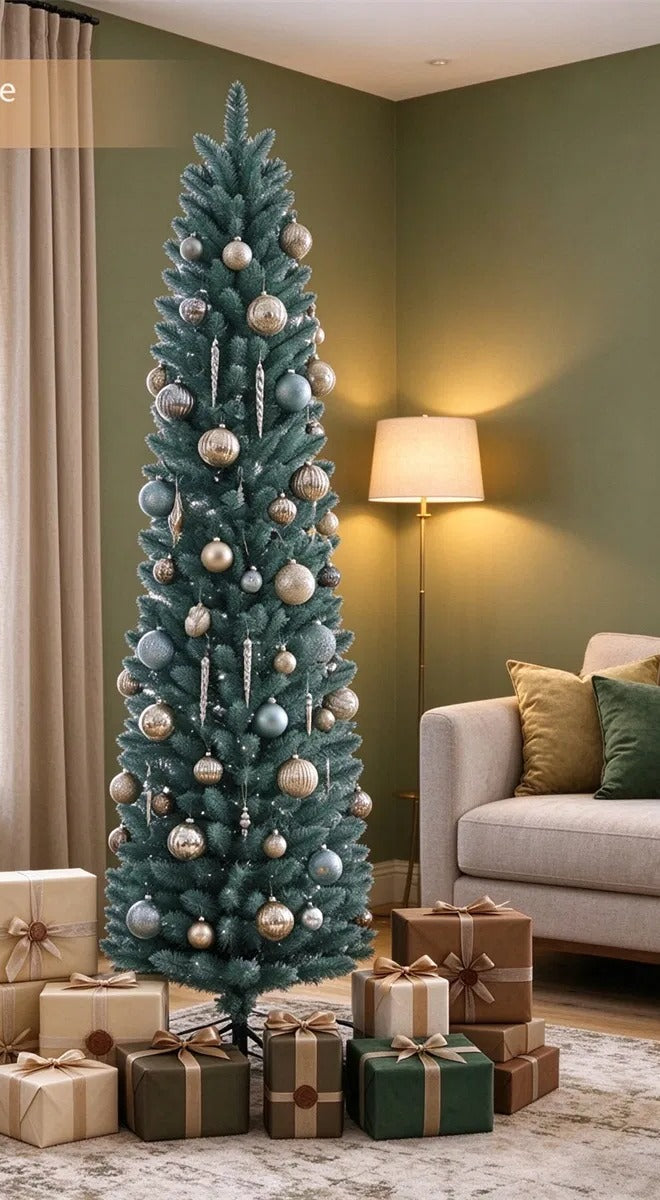 Frosted slim pencil tree with silver tips