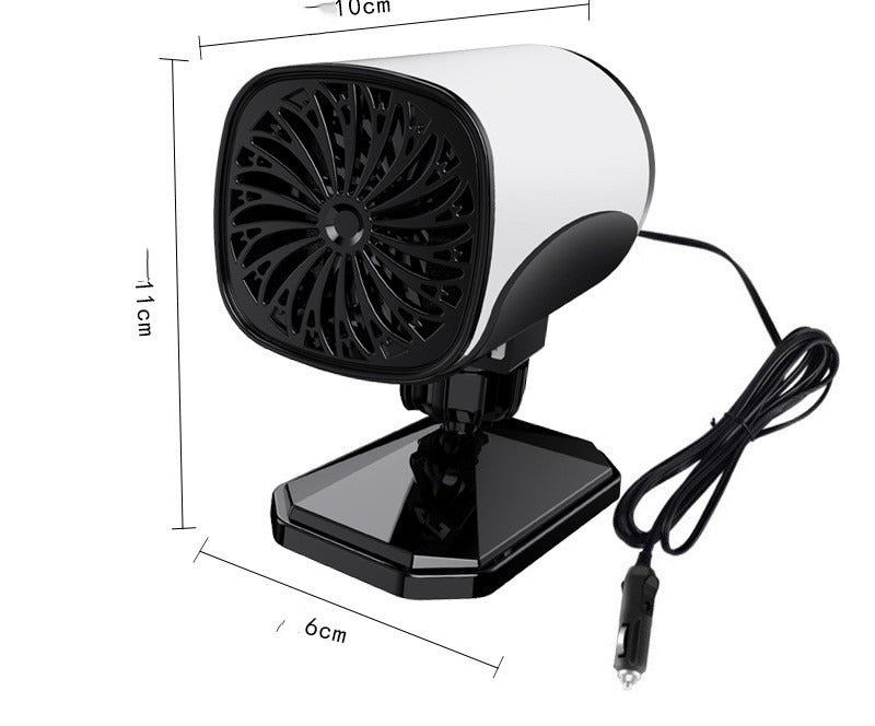 Small black car heater on dashboard