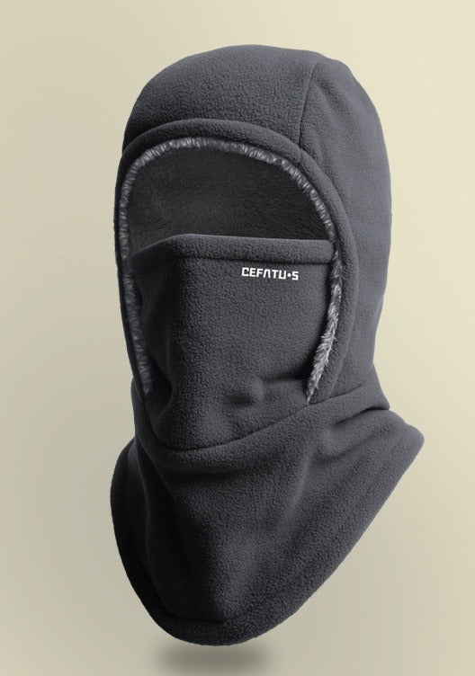 Fleece hooded balaclava with face cover