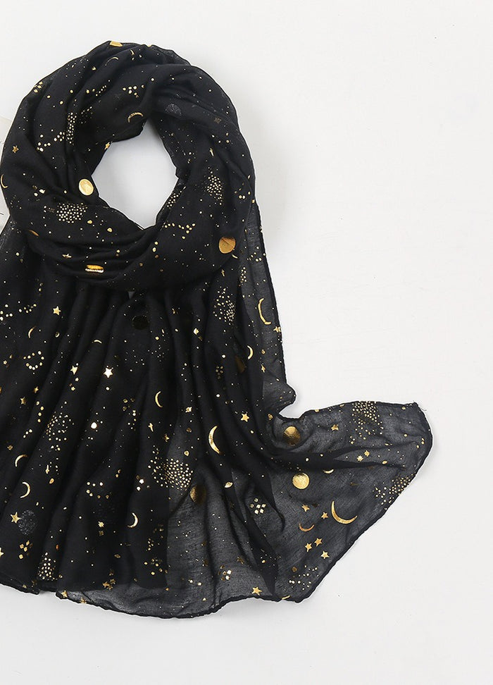 Snugleigh Star and Moon Print Scarf with Gold Foil
