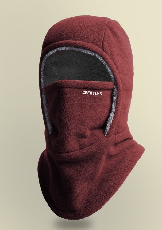 Fleece hooded balaclava with face cover