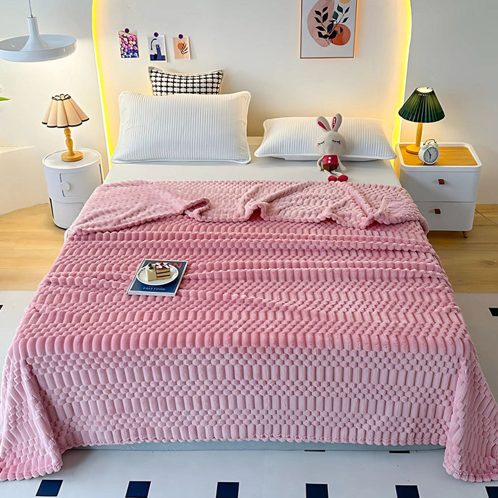 Ultra Soft Microfibre Throw Blanket with Pebble Texture Design