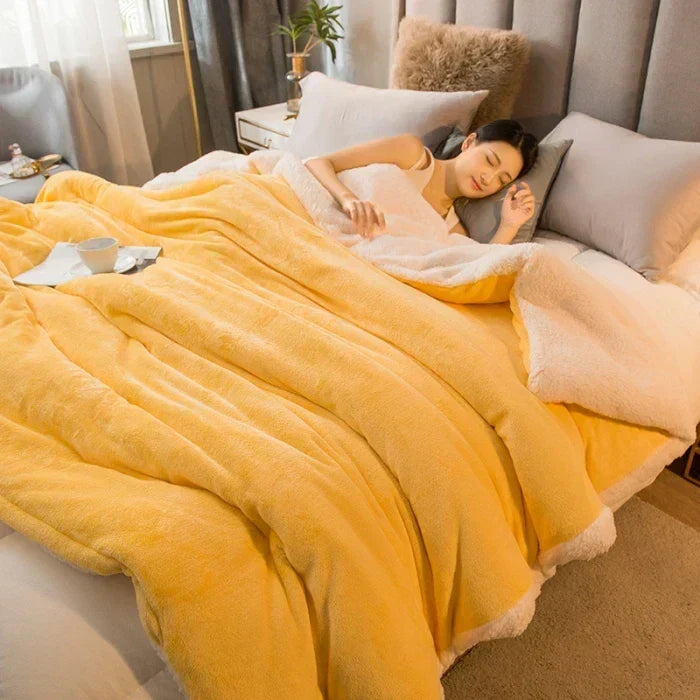 CozyNest Reversible Wool Blanket – Flannel &amp; Cashmere Warm Blanket for Winter