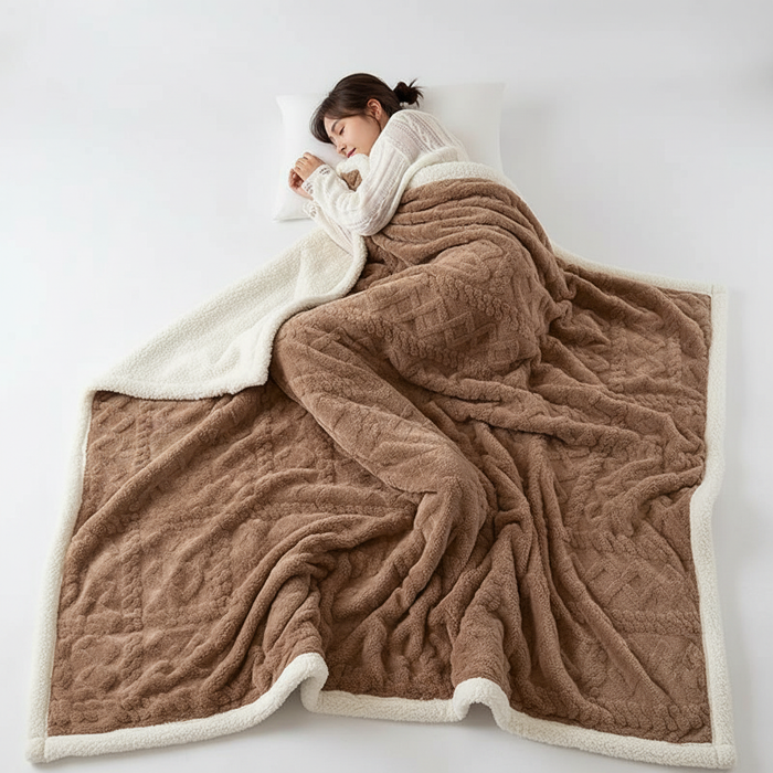 Snugleigh™ Double-Sided Lambswool Fleece Blanket for Cold Nights