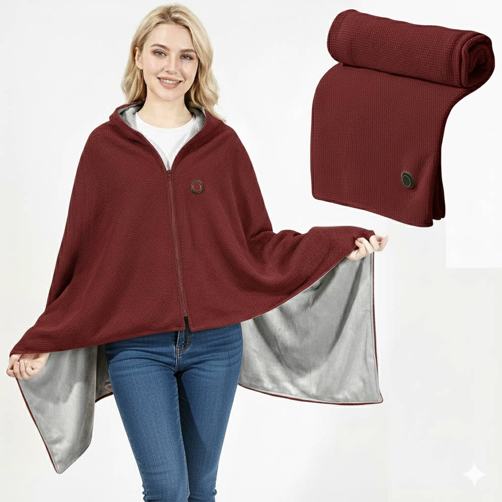 Portable Heated Shawl Blanket with USB Power