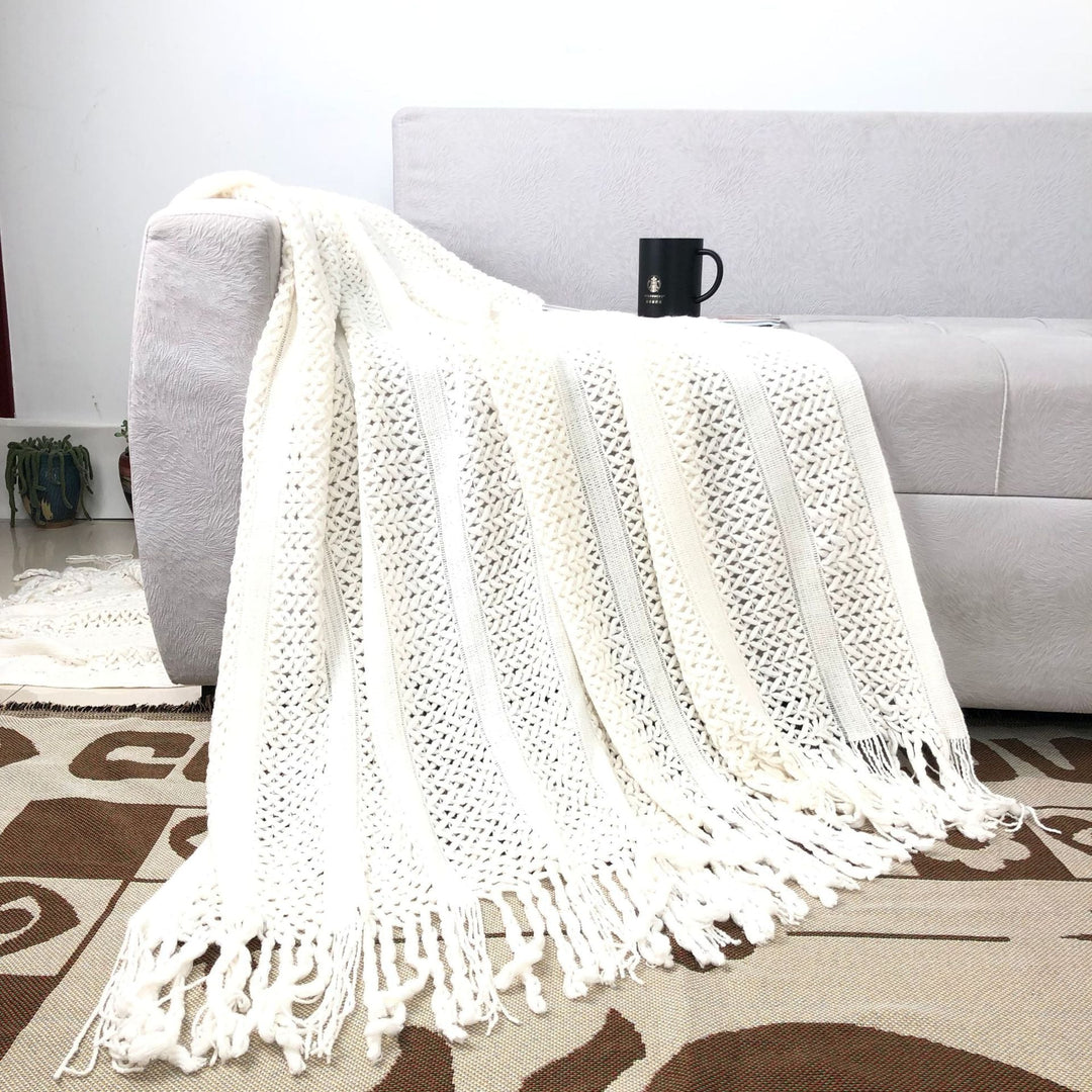 Handcrafted Textured Knit Throw Blanket