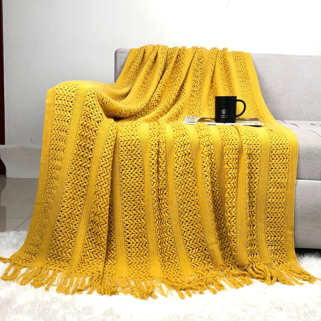 Handcrafted Textured Knit Throw Blanket