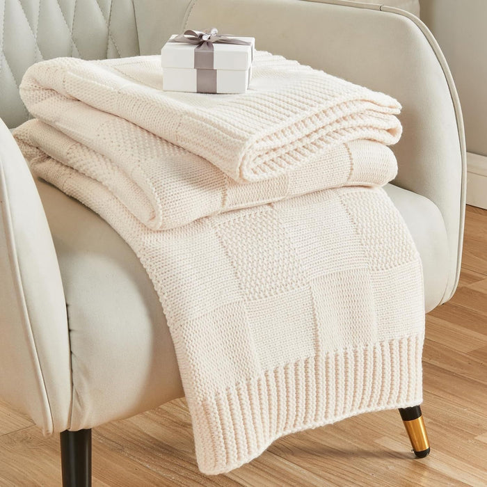 Snugleigh™ Textured Knit Throw Blanket, Soft Cosy Layer for Sofa and Bed