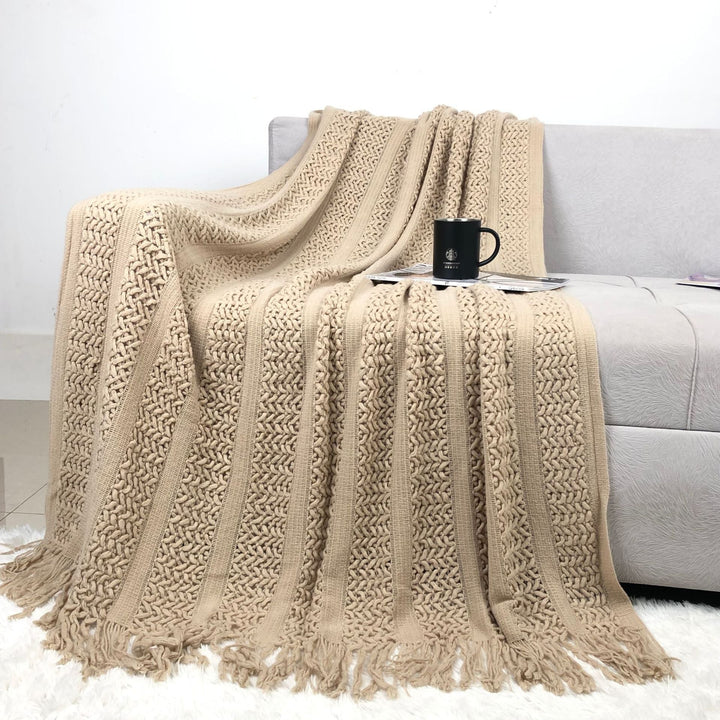 Handcrafted Textured Knit Throw Blanket