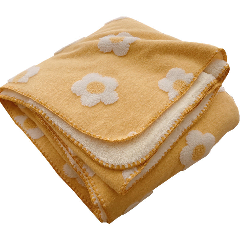 Unisex Cosy Cotton Blanket with Playful Flower Pattern