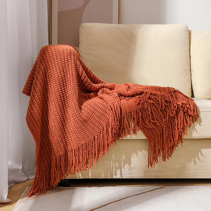 Snugleigh™ Textured Knit Throw with Fringe Trim, Soft and Machine Washable