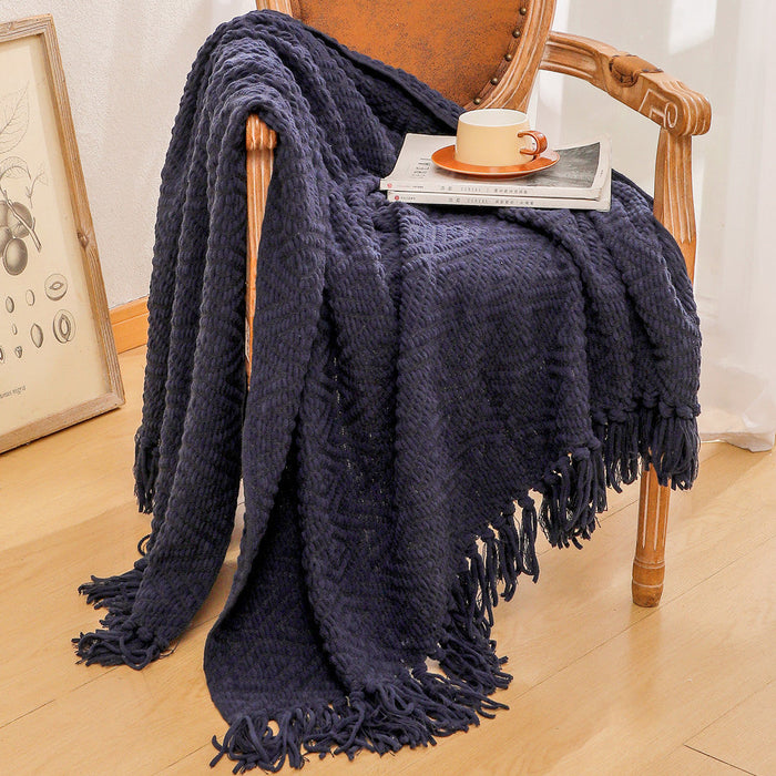 Snugleigh™ Handwoven Textured Throw Blanket with Fringed Edges