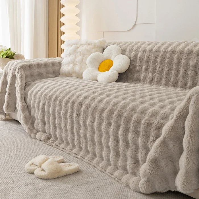 Snugleigh™ Faux Fur Sofa Throw with Non-Slip Back for a Snug Fit