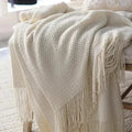 Snugleigh™ Cream White Wool Blanket for Cosy Evenings All Year