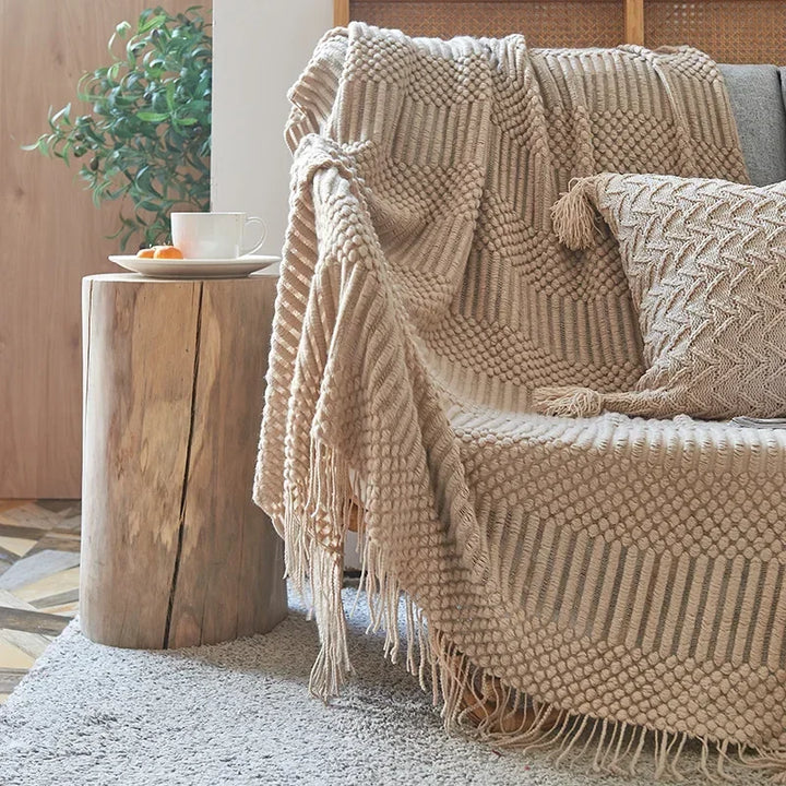 Nordic Style Thick Knitted Blanket