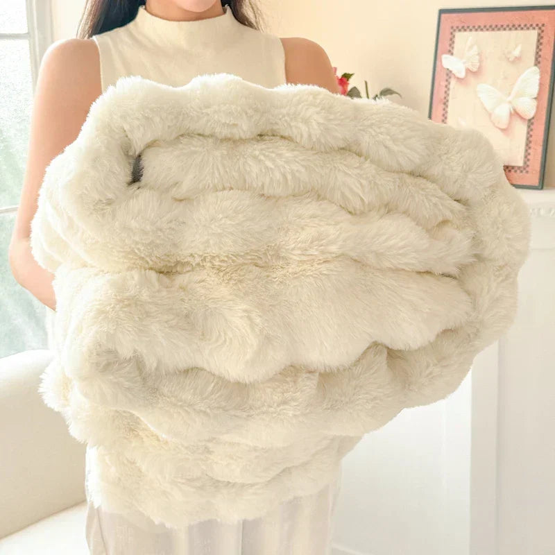 CosyLuxe Plush Blanket Double Layer Extra Thick Soft Rabbit Fur Imitation Easy Care