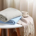 Snugleigh™ Striped Cotton Sofa Throw with Fringe, Light for All Seasons