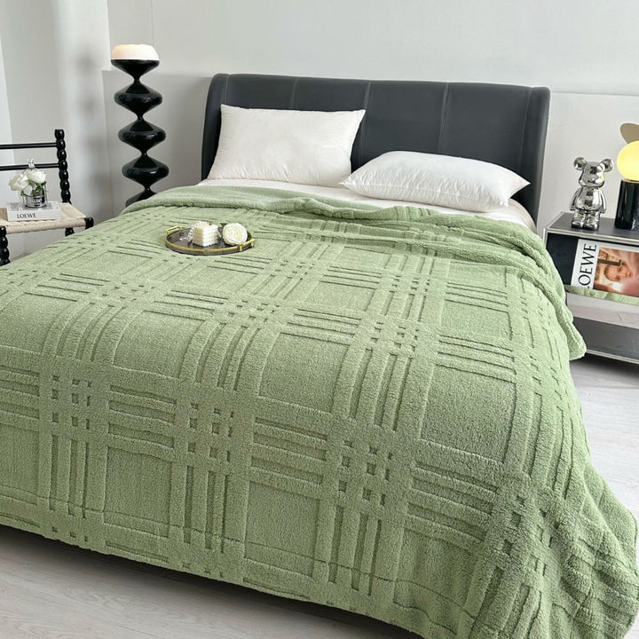 Plaid Embossed Grid Pattern Winter Blanket
