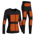 Black heated thermal top and long johns set