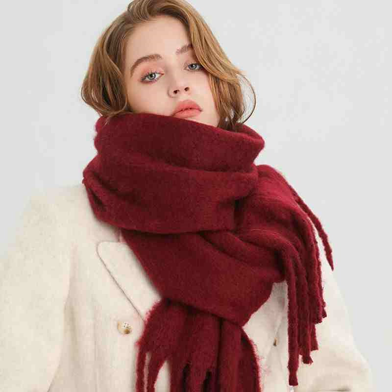 Mustard thick fluffy winter scarf