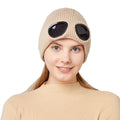 Knit beanie with flip-up goggles on the front