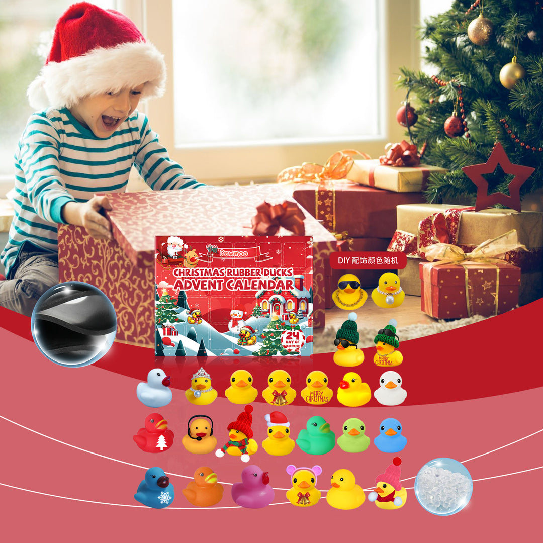 Advent calendar with 24 Christmas rubber ducks