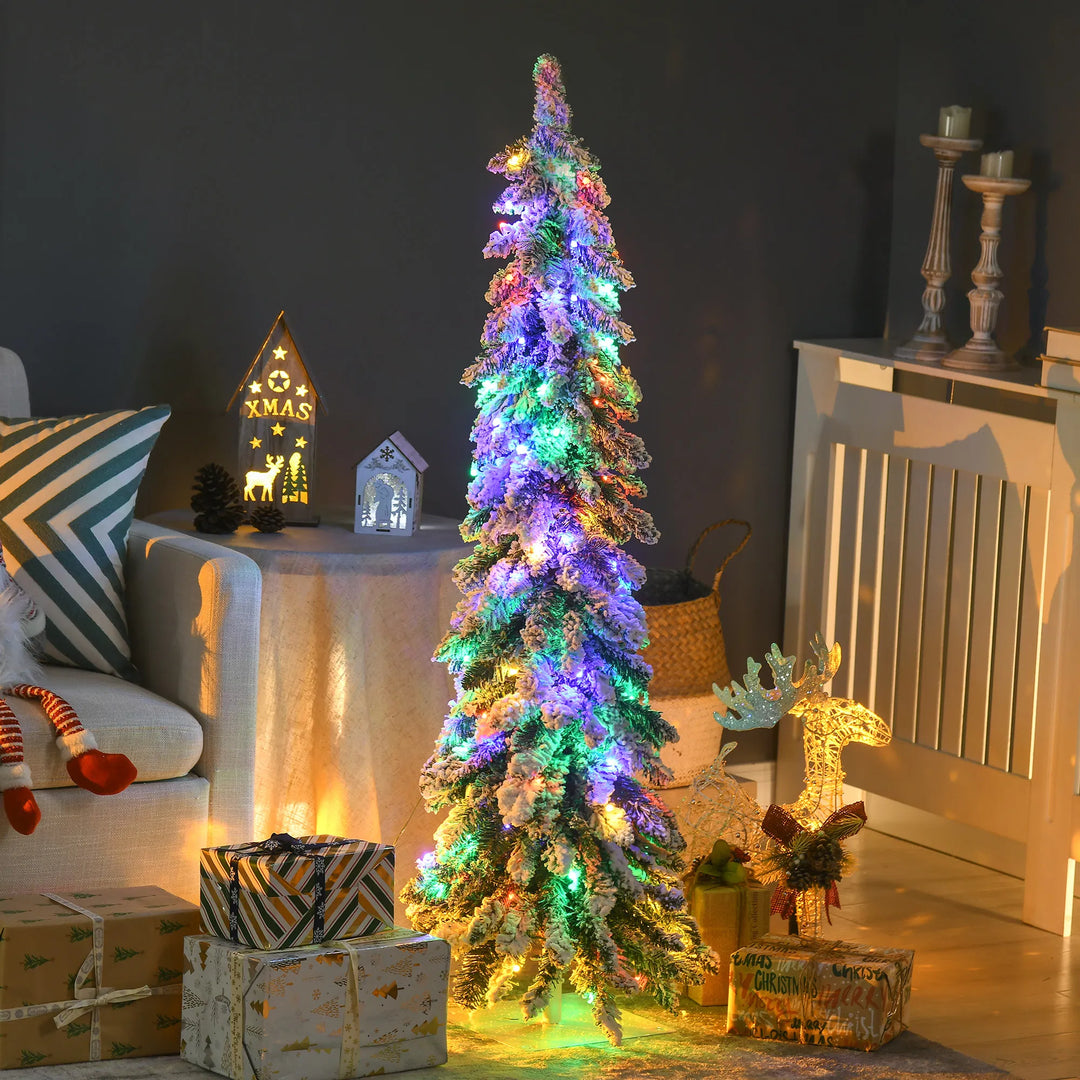 Small flocked pencil tree with lights