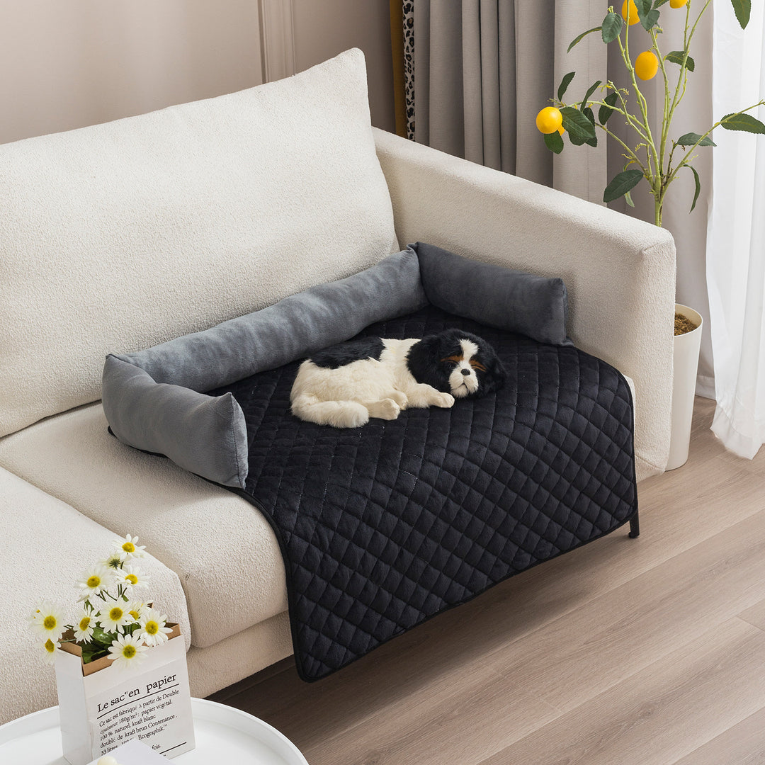 Curved Dog Sofa Bed With Pillow To Protect Furniture