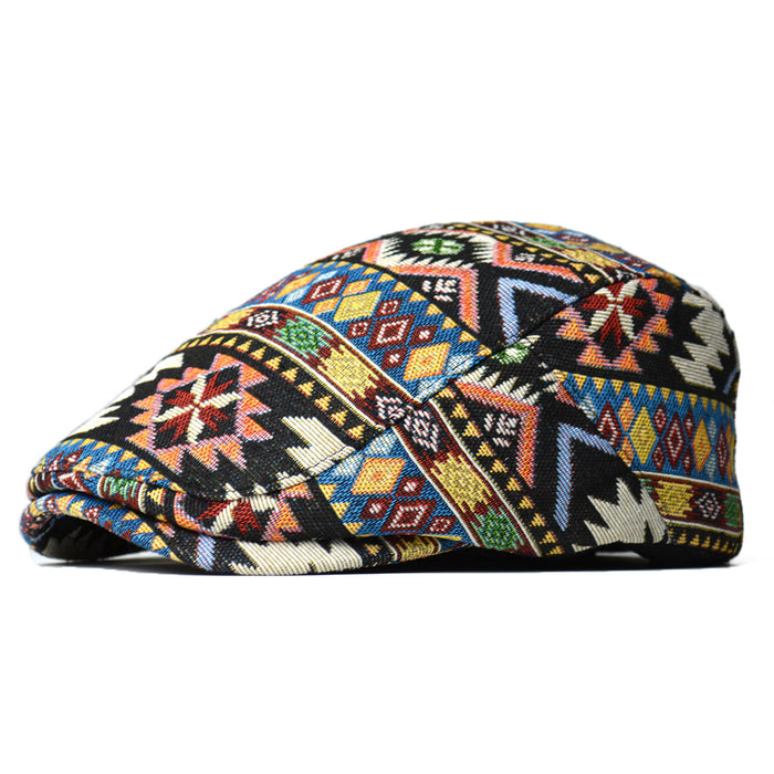 Snugleigh Patterned Flat Cap with Ethnic Jacquard